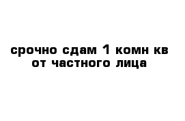 срочно сдам 1-комн кв от частного лица